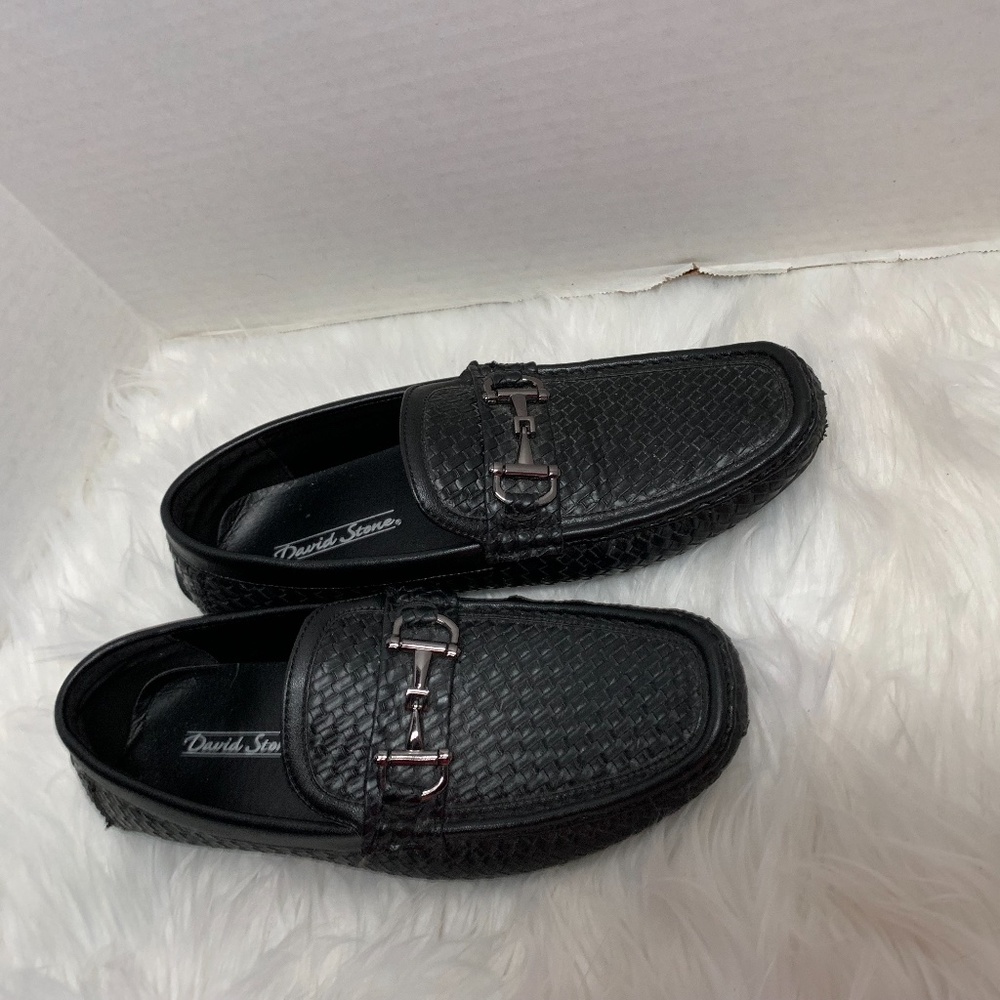 David Stone Mens Sz 8 045844 Black Slip On Loafer shoes driving Flats - Picture 2 of 5